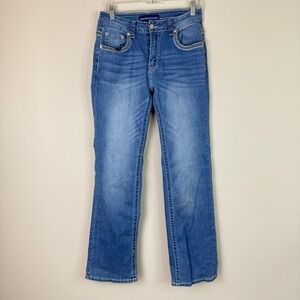 Westfield Eagle Jeans Womens 9 Blue Bootcut Embellished Rhinestone Cross Bling
